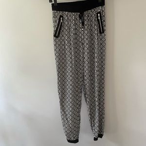 Black and white drawstring joggers